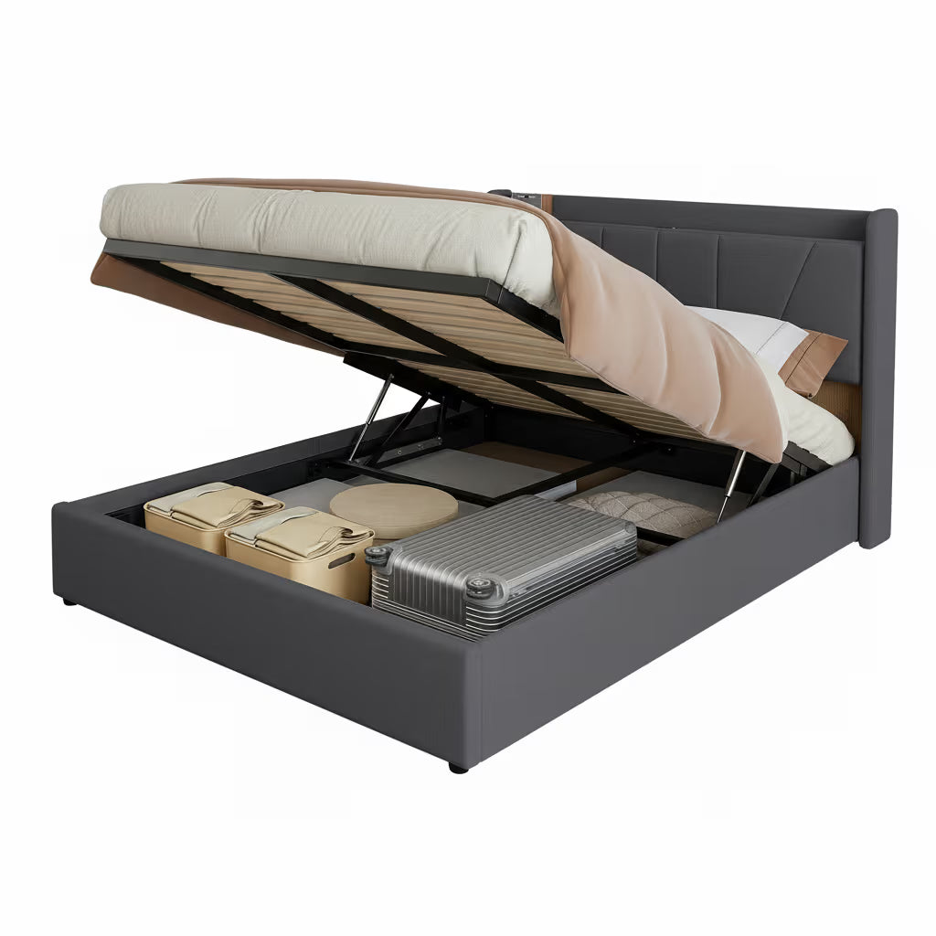 Lit Double  – Coffre de Rangement Hydraulique