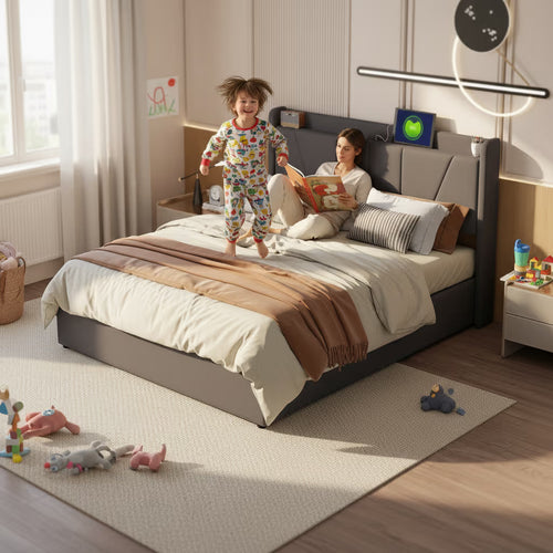 Lit Double  – Coffre de Rangement Hydraulique